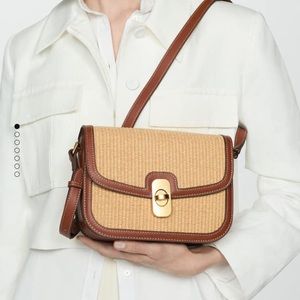 Mango Raffia Effect Shoulder Bag